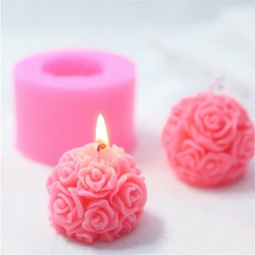 DIY 3D Rose Flowers Ball Silicone Soap Mold Candle Molds Mould For Candy Craft