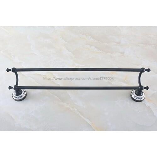 Towel Bar Double Towel Rail for Bathroom Wall Mounted Oil Rubbed Bronze Square Towel Holder Bathroom Accessories Nba752