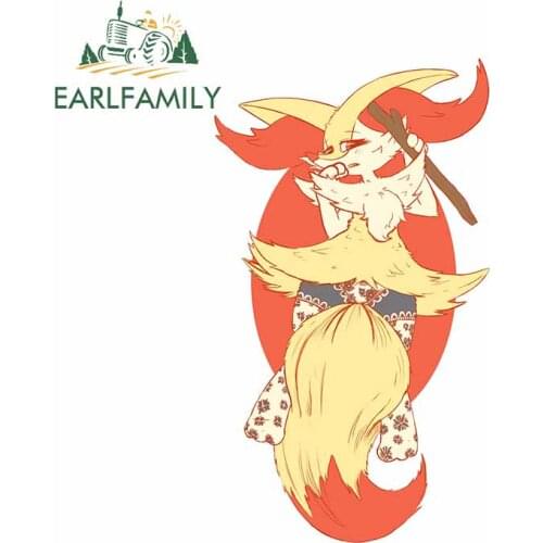 EARLFAMILY 13cm x 7.6cm for Red Long Tail Fox Windows Bumper Surfboard Decal Waterproof Cartoon Car Stickers RV Car Assessoires