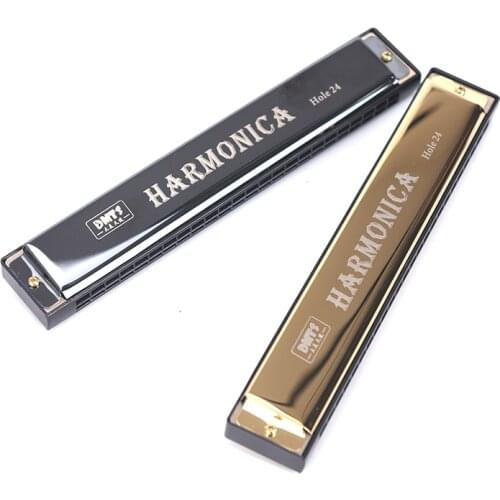 24 Hole Key Of C Play Harmonica Tremolo Harmonica Mouth Organ Double Row Blues