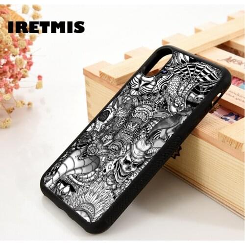 Iretmis 5 5S SE 6 6S Soft Silicone phone case cover for iPhone 7 8 plus X Xs 11 Pro Max XR Tattoo sleeve vintage retro cool pop