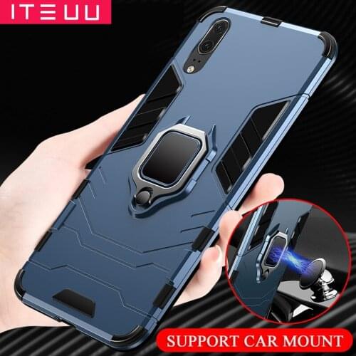 ITEUU P20 P20PRO P20LITE Anti-knock Finger Ring Kickstand Armor Case for Huawei P20 P20 PRO P20 Lite Cases Shockproof Back Cover