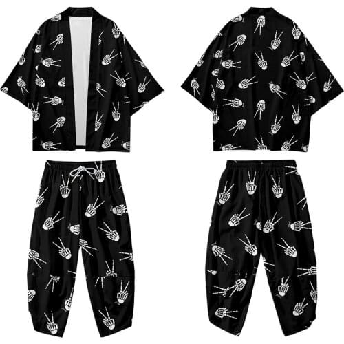 Black Kimono Cardigan For Men Japanese Obi Male Yukata Mens Haori Japanese Lion Printed Coat Top Traditional Japan Clothing