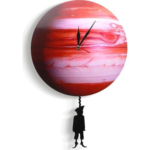 Space Pendulum Swinging Wall Clock Swinging On The Jupiter Planet 3D Wall Clock Modern Design Wall Watch For Living Room