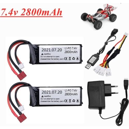 2s 7.4 V 2800mAh Lipo battery for Wltoys 144001 124018 12428 124019 RC Off-road Crawler car Spare parts 7.4v Rechageable battery