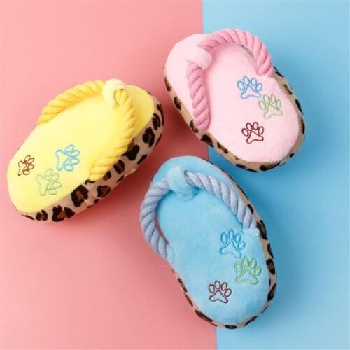 Cartoon Rope Dog Chew Toy Cute Flip Flop Plush Puppy Pet Squeaky Toy Animals Bite Resistant Training Cat Pets Molar Clean Teeth