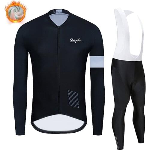 Ralvpha 2020 Pro Bike Cycling Jersey Winter Thermal Fleece Long Sleeve Set Ropa Ciclismo Bicycle Triathlon Retro Cycling Set