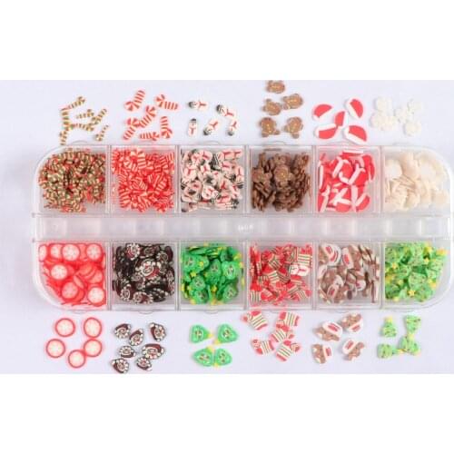 New Christmas Series DIY Sticker Accessories 3D Polymer Clay Christmas Santa Claus Tree Eggshell ELK Nail Art Slice Decoration