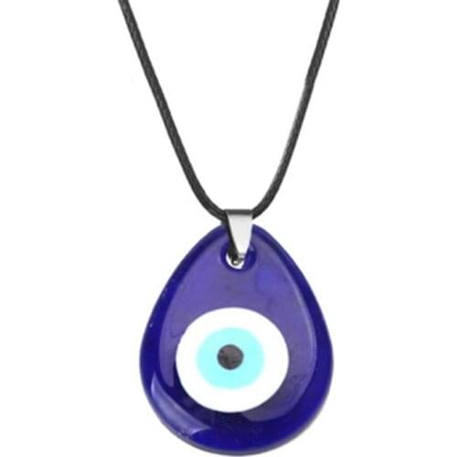2021 New Evil Eye Necklace for Women Men Blue Turkish Resin Leather Rope Evil Eye Necklace Lucky Protection Necklace