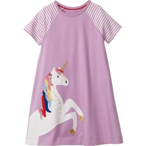 Frocks for Girls 2021 Summer Baby Girl Children Clothes Toddler Cotton Unicorn Print Vestiods Casual Dress for Kids 2-7 Years