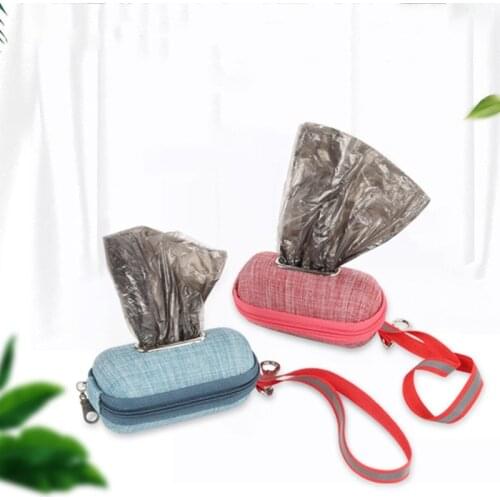 Portable Pet Dog Poop Bag Dispenser with Rope Cleaning Waste Garbage Box Puppy Pick-Up Bags Holder Pouch Outdoor Supplies
