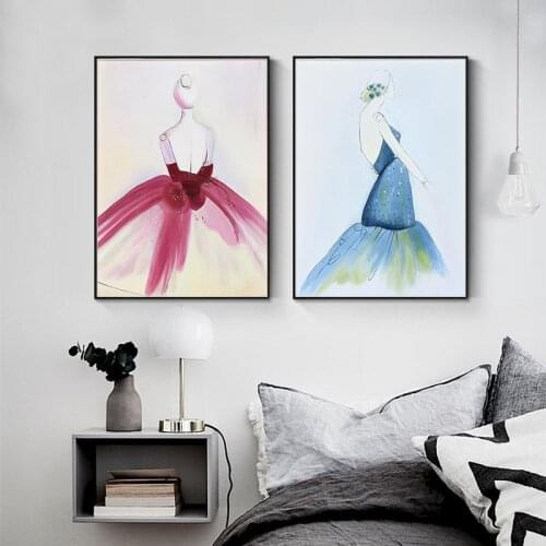 Colorful Abstract Lady Home Decor Poster Nordic Canvas Painting Wall Art Print Watercolor Figure Decor Picture for Living Room