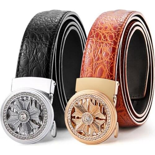 New Famous Brand Belt for Men Top Quality Luxury Leather Belts for Men Strap Male Metal Automatic Buckle ceinture homme BT001