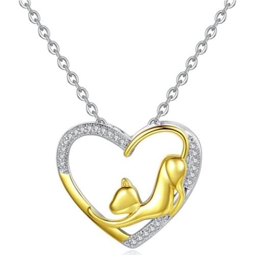 Romantic Heart Lovely Cat Necklace Pendant Women Girls Party Nice Jewellery Chain Gifts
