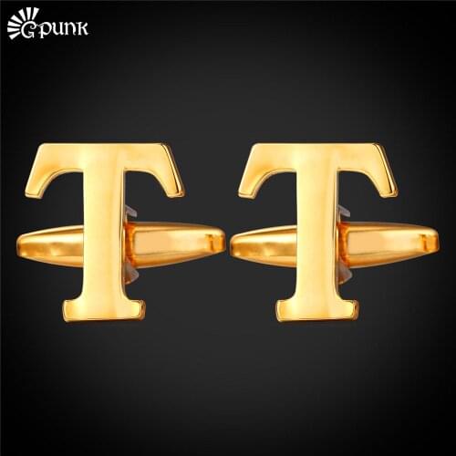 Luxury Cufflinks Wedding Groom Shirts Cuff Buttons Alphabet T With Gift Box Gold/ color Mens Jewelry C2050G