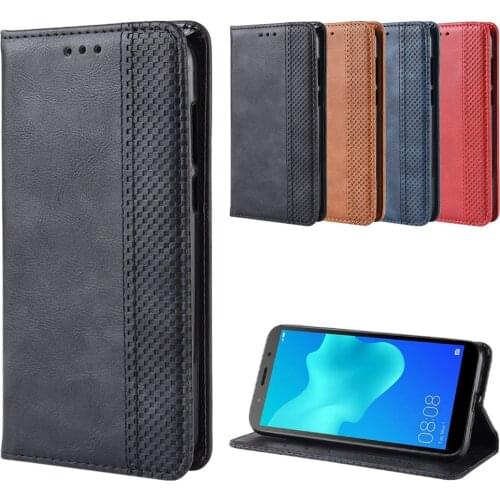 Luxury Retro Slim Leather Flip Cover Huawei Y5 Prime 2018 Case Wallet Card Stand Magnetic Book Cover Huawei Y5 Lite 2018 Case
