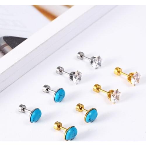 OUFEI Stud Earrings For Women Blue Earrings Fine Jewelry Accessories Stainless Steel Jewelry Woman Vogue 2019 Charm Bohemian