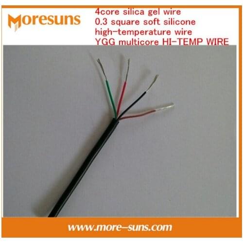 Free ship 10m 4core silica gel wire 0.3 square,soft silicone core high-temperature wire YGG multicore HI-TEMP WIRE