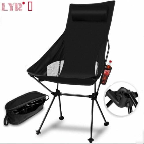 Outdoor Folding Chair Portable Ultra Light Leisure Lazy Lounge Chair Camping Beach Fishing Aluminum Alloy Large Moon Chair