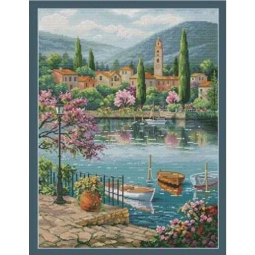 The harbor of the town patterns Counted Cross Stitch 11CT 14CT 18CT DIY Chinese Cross Stitch Kit Embroidery Needlework Sets