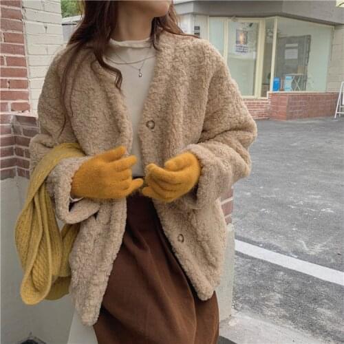 Lamb wool thickened with cotton wool coat Casual Female Coats Outwear