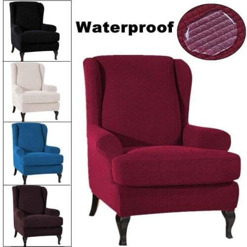 Waterproof Wingback Chair Cover 2 Piece High Stretch Jacquard Wing Back Chair Slipcovers Recliner Chair Cover Tiger Stool Cover