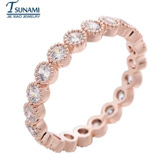 High quality round rose gold zircon ring suitable for womens wedding jewelry RG-009