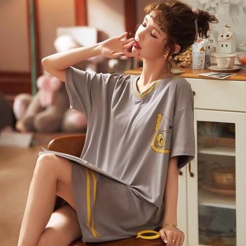 Women 2020 new summer nightgown cartoon sleepwear female soft cotton casual home wear ladies pajamas mujer dress