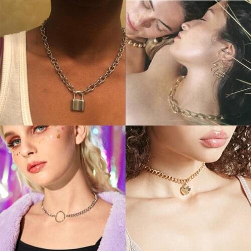 YWZIXLN Boho Punk Bijoux Femme Cute Heart Lock Pendant Fashion Necklaces Jewelry For Women Elegant Accessories N075