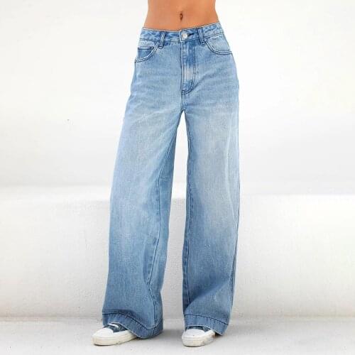 Womens Straight Leg Jeans Hip Hop Trousers Fashion Loose Wide Leg Pants Womens Jeans Casual Drag Washed Jeans Streetwear