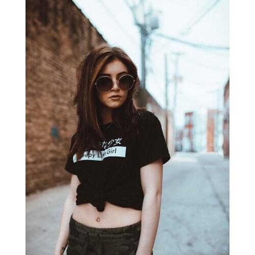 Creepy Little Girl Kawaii Harajuku Kanji Japanese T-Shirt Girls Fashion T Shirt Short Sleeve Casual Tops Tee Tumblr Graphic Tee