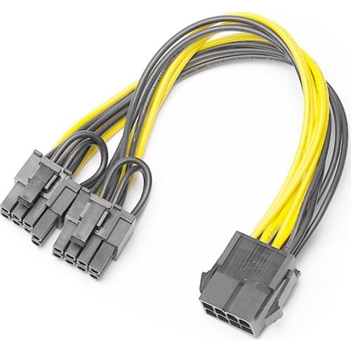 1pc PCIE 8p Female to 2 Port Dual 8pin To 6+2p Male GPU Graphics Video Card Miner Power Extension Cable Cord 18AWG Wire