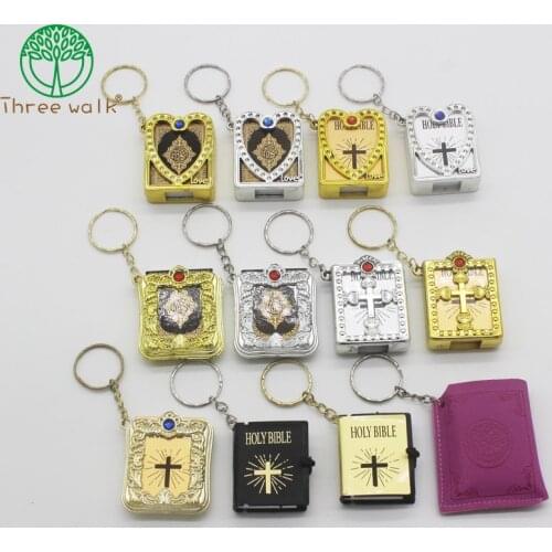 10Pcs New Muslim Keychain Resin Islamic Mini Ark Quran Book Real Paper Can Read Pendant Key Ring Key Chain Religious Jewelry