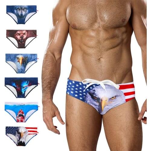 2019 Swimwear Men Summer Mens Swim Briefs Sexy Beach Trunks Surfing Shorts Swimsuit Bathing Swimming Suit Male Beachwear Printed