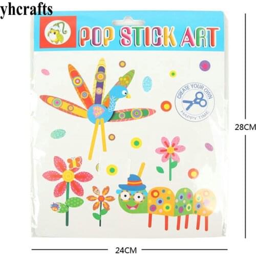 3PCS/LOT.3 design choose Peacock flower bug pops crafts Paper craft kits Early learning educational toys Kindergarten crafts