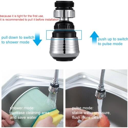 360° Rotatable Extender Bubbler for 22mm Outer/ 24mm Inner Thread Round Faucet Bathroom Kitchen Accessories Gadgets Sprayer