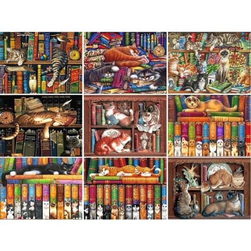 5D DIY Diamond Painting Animals Book Cat Cross Stitch Kits Full Square Drill Embroidery Mosaic Art Picture of Rhinestones Decor