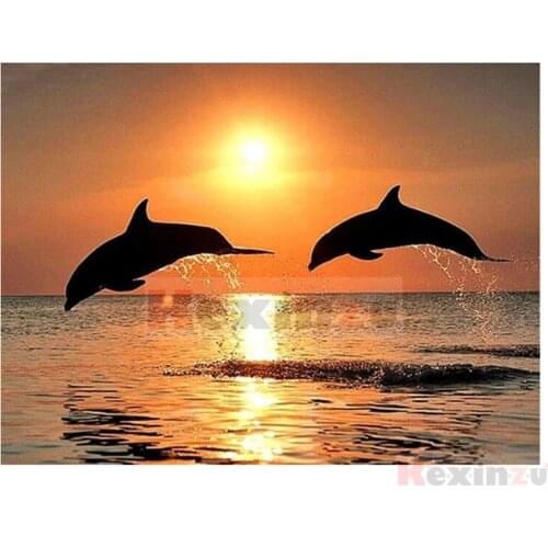 5D DIY Full Square/Round Drill Diamond Painting "Animal dolphin" Embroidery Mosaic Cross Stitch Wall Stickers Decor Gift SFD09