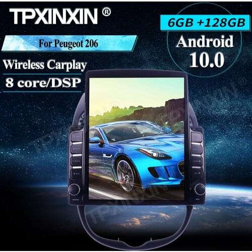 Car GPS Navigation For Peugeot 206 Radio Tesla Style Android 6+128G Wireless Carplay Stereo Receiver 6+128G Car Radio player
