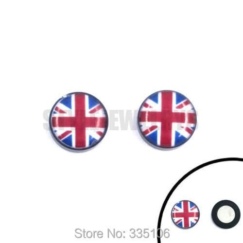 Free shipping! no pierced Magnetic Earring Enamel Britain Flag Earrings Piercing Jewelry Motor Earring SJE330073