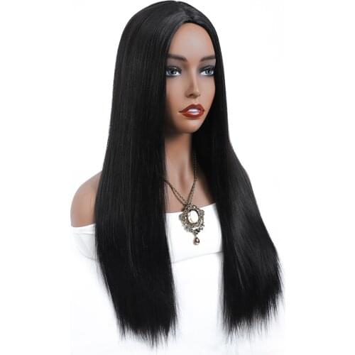 Long Straight Wig For Women Two Side Puple Green Blue Pink Color 24inch Middle Part Heat Resistant Synthetic Cosplay Wigs