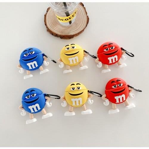 For Airpods Pro 3 Case M Beans Cartoon New Creative Design with Keychian Silicone Soft Shell Cute for Airpods 3 2 1 Case M Beans