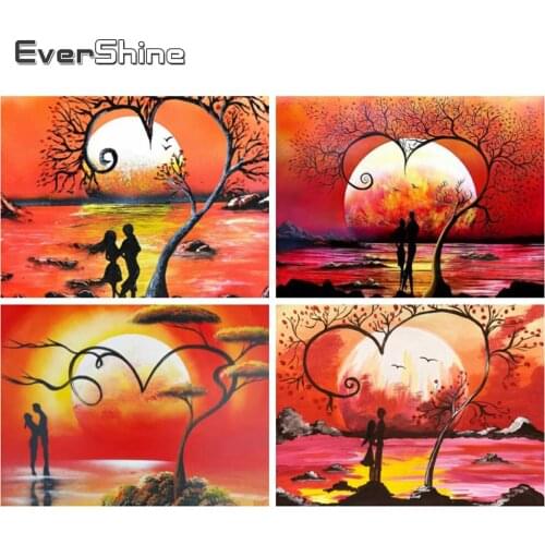 EverShine Diamond Embroidery Heart Cross Stitch Diamond Painting Landscape Rhinestone Sale Home Decor Needlework Mosaic Art Kits