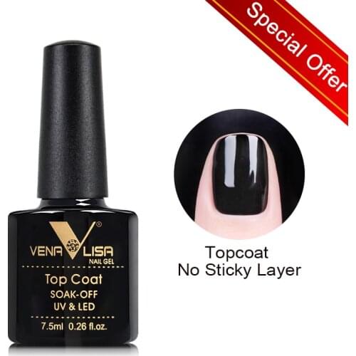 VENALISA Non Cleansing Topcoat CANNI Nail Art 7.5ml Soak off Base Coat Foundation without Sticky Layer No Wipe Top Coat Nail Gel