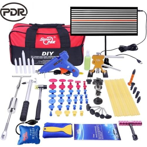 Super PDR Tools Paintless Dent Repair Tools Dent Removal Tools LED Lamp Reflector Board Hand Tool Set PDR Kit