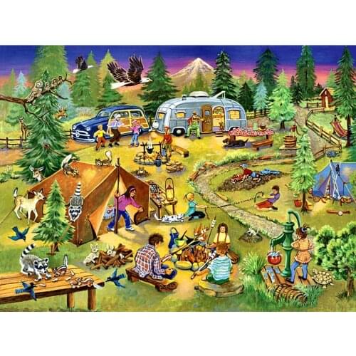 JMINE Div 5D Camp Camping Tree Car Full Diamond Painting cross stitch kits art High Quality Scenic 3D paint by diamonds