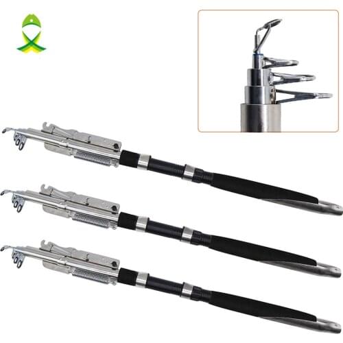 JSM Automatic Fishing Rod 1.8M 2.1m 2.4m Stainless Steel Telescopic fish pole Sea River Lake Casting Rod Without Reel
