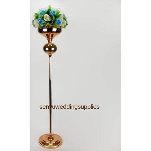 Creative hollow gold/ silver metal candle holder wedding table centerpiece flower vase rack wedding road lead decoration se1333