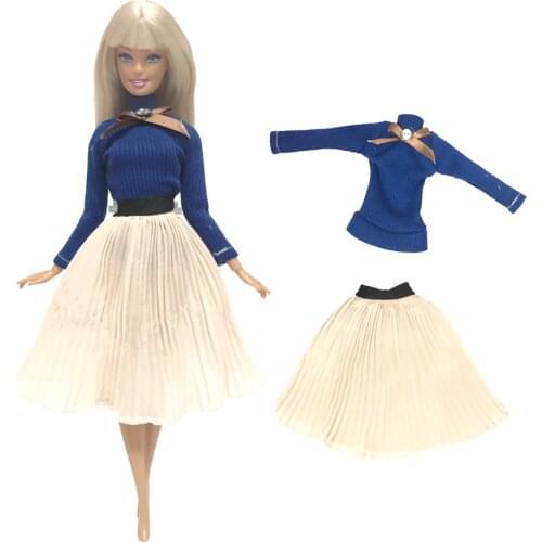 1 Pcs Doll Dress Fashion Blue Shirt Handmade Skrit 1/6 Doll Shirt Clothes For Barbie Doll Baby Toys