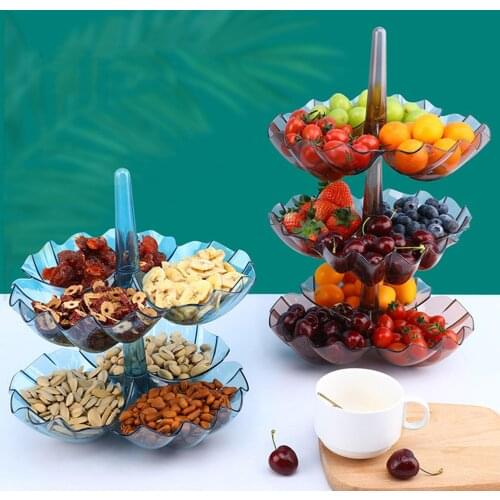 Multi Tiers Plastic Plate Fruit Bowls Decorative Party Desserts Nuts Holder
